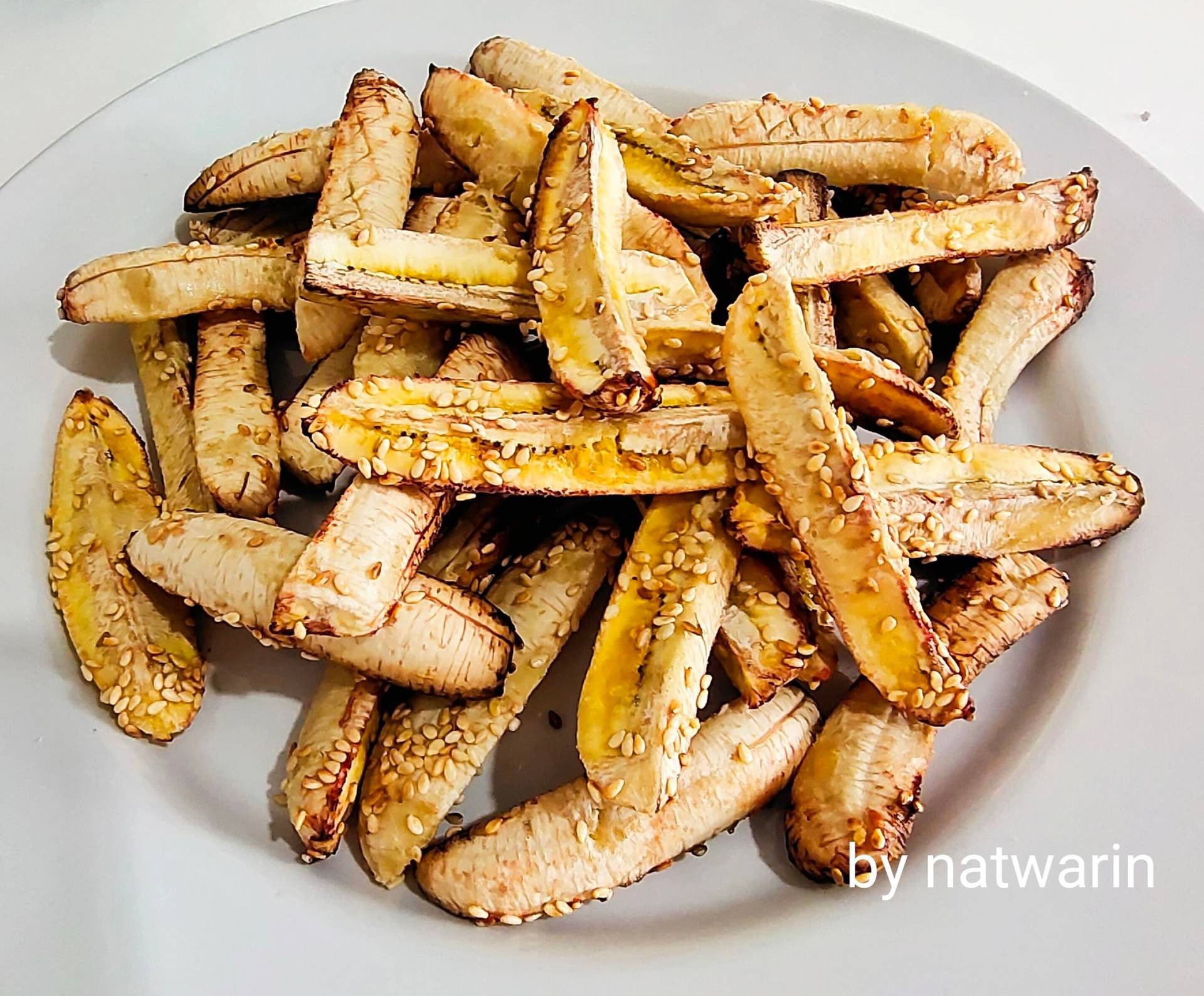 " เมนู Baked banana กล้วยอบ(น้ำผึ้ง+งาขาว) " เมนูอาหารว่าง